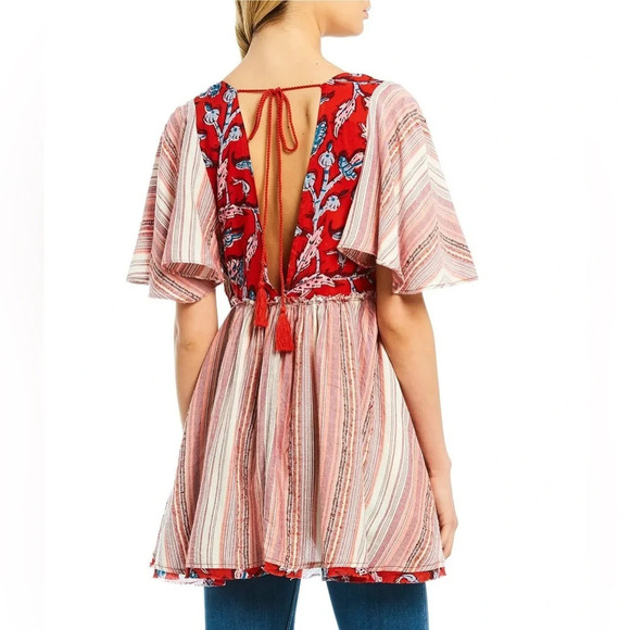 Free People Under the  Sun Tunic Top Red Rome - Picture 4 of 13
